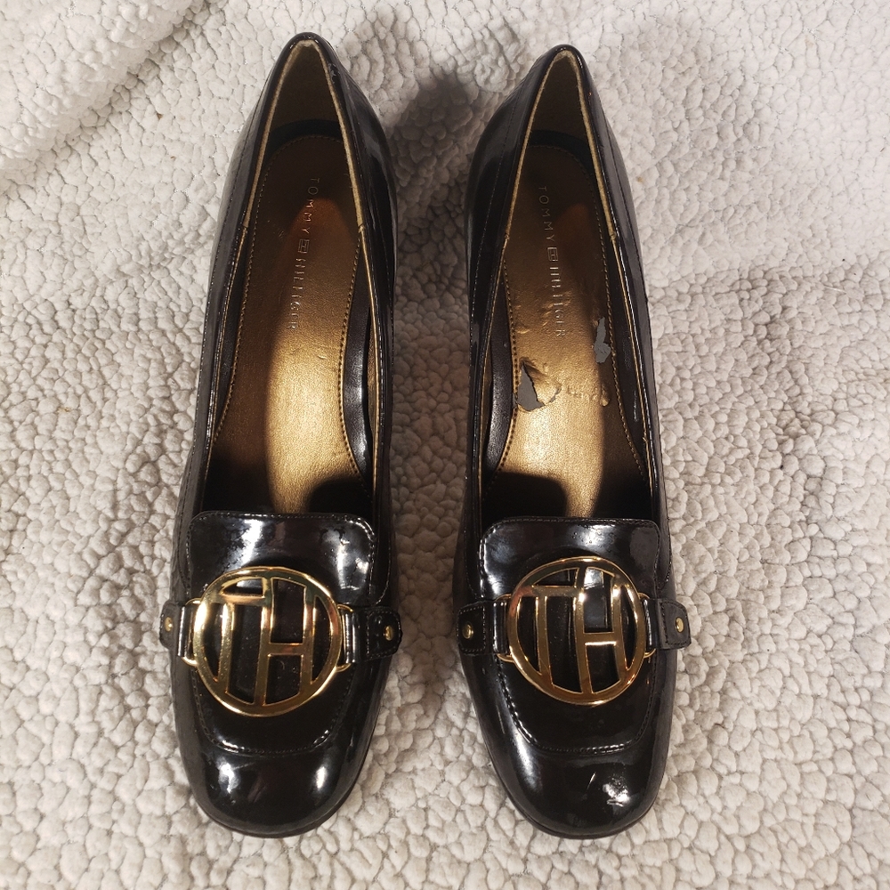 Tommy Hilfiger Womens Tiara size 10M chocolate brown patent leather pumps